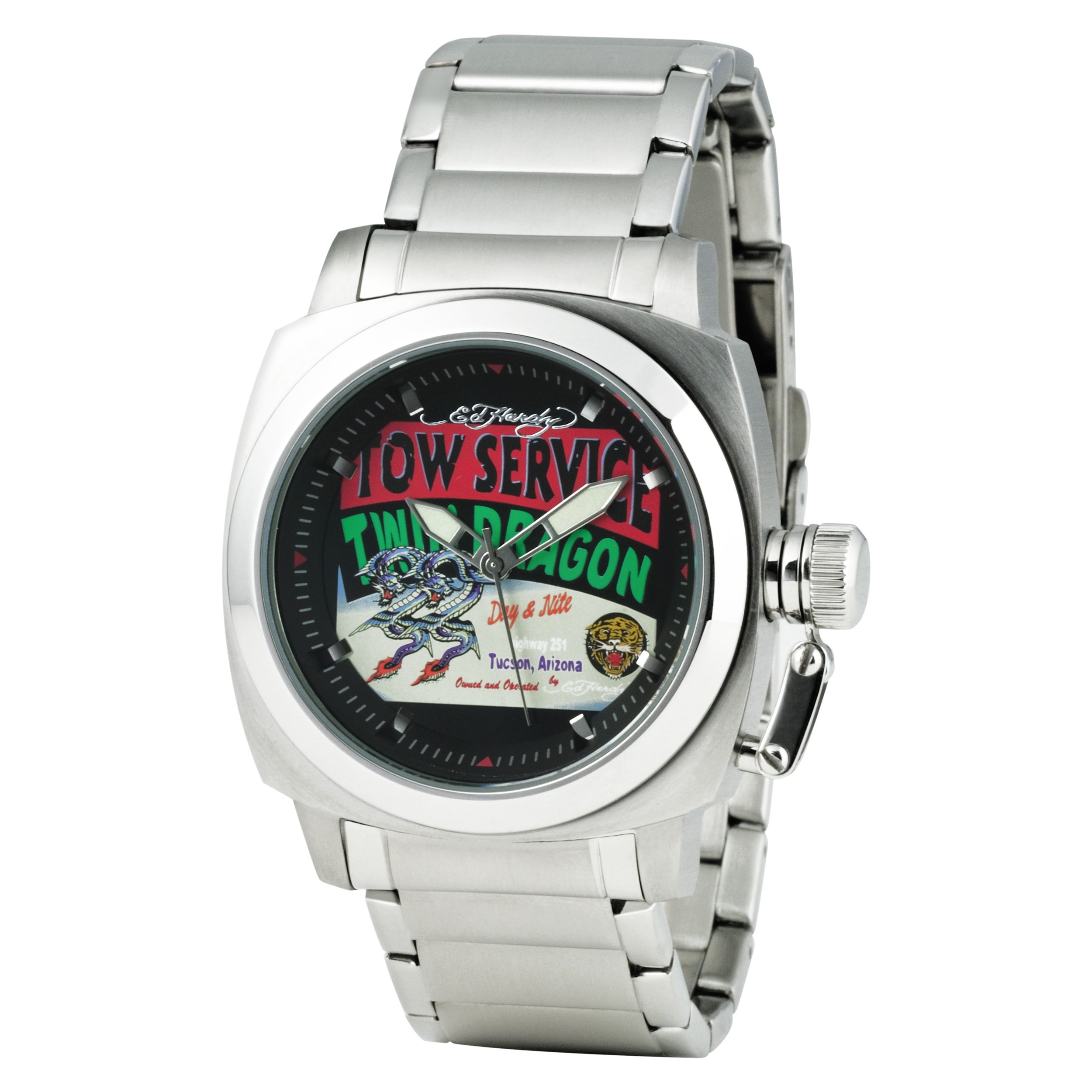 Ed Hardy Mens Fast Lane Dragon Watch