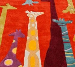 Handmade Kids Giraffe Orange Rug (36 x 56)