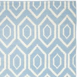 Safavieh Hand woven Moroccan Dhurrie Blue/ Ivory Wool Rug (10' x 14') Safavieh 7x9   10x14 Rugs