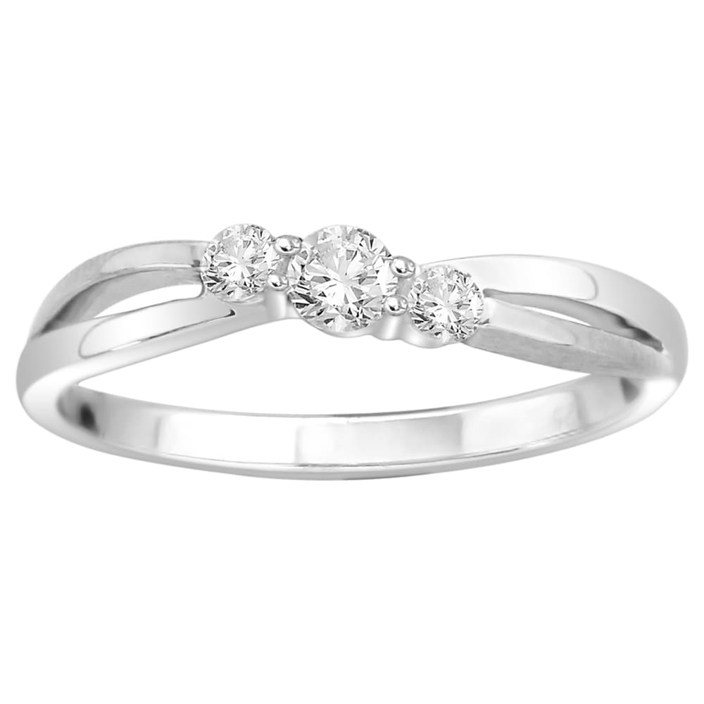 14k White Gold 1/4ct White Diamond Three stone Ring (I1 I2) Diamond Rings