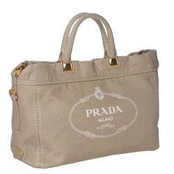 Prada Large Beige Denim Tote Bag