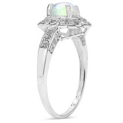 Malaika Sterling Ethiopian Opal and White Topaz .925 Silver Ring Malaika Gemstone Rings