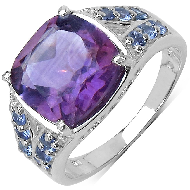 Malaika Sterling Silver 3.91ct TDW Amethyst and Tanzanite Ring MSRP $