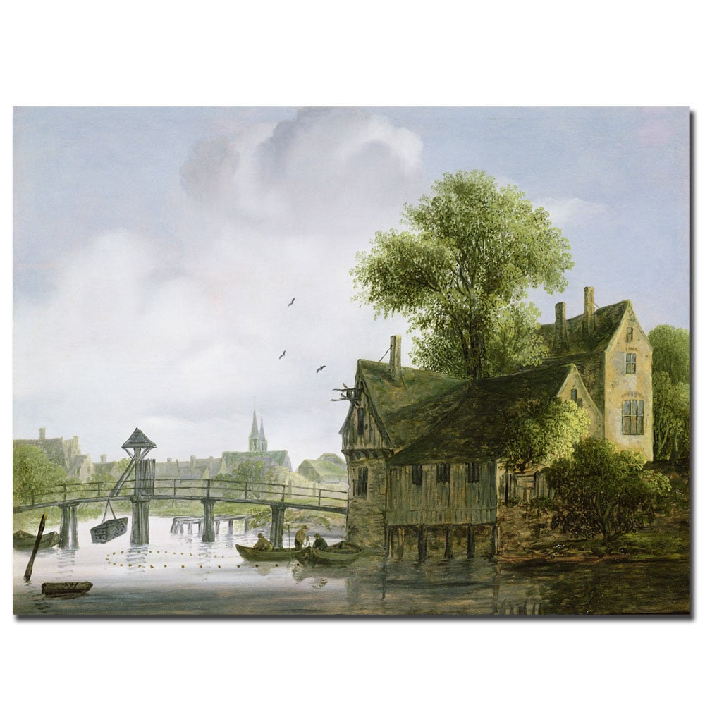 Joseph Faruquharson 'Town With A Bridge' Canvas Wall Art Trademark Fine Art Canvas