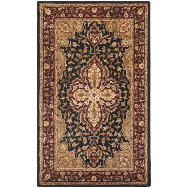 Handmade Persian Legend Black/ Red Wool Rug (3 x 5)