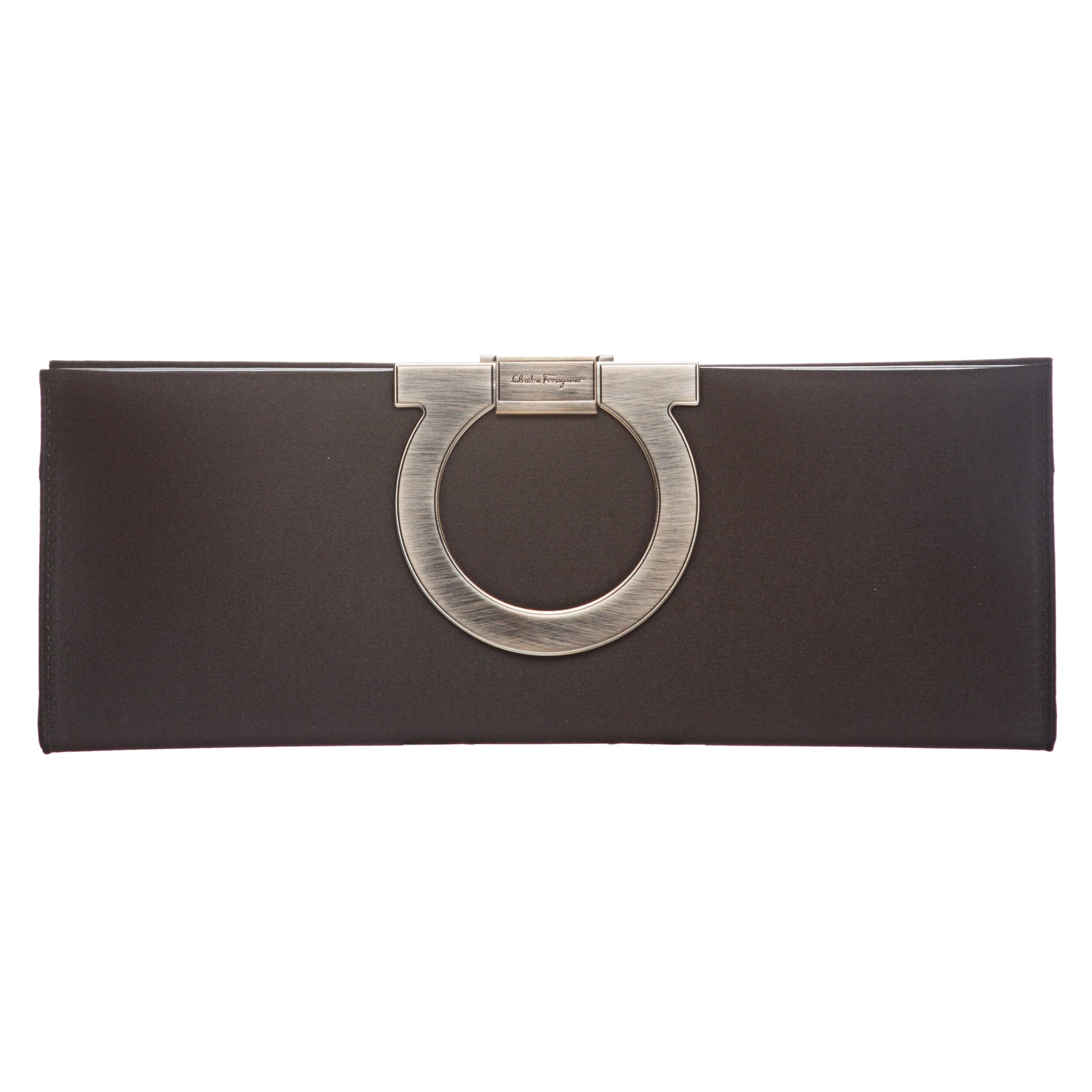 Salvatore Ferragamo Black Satin Clutch