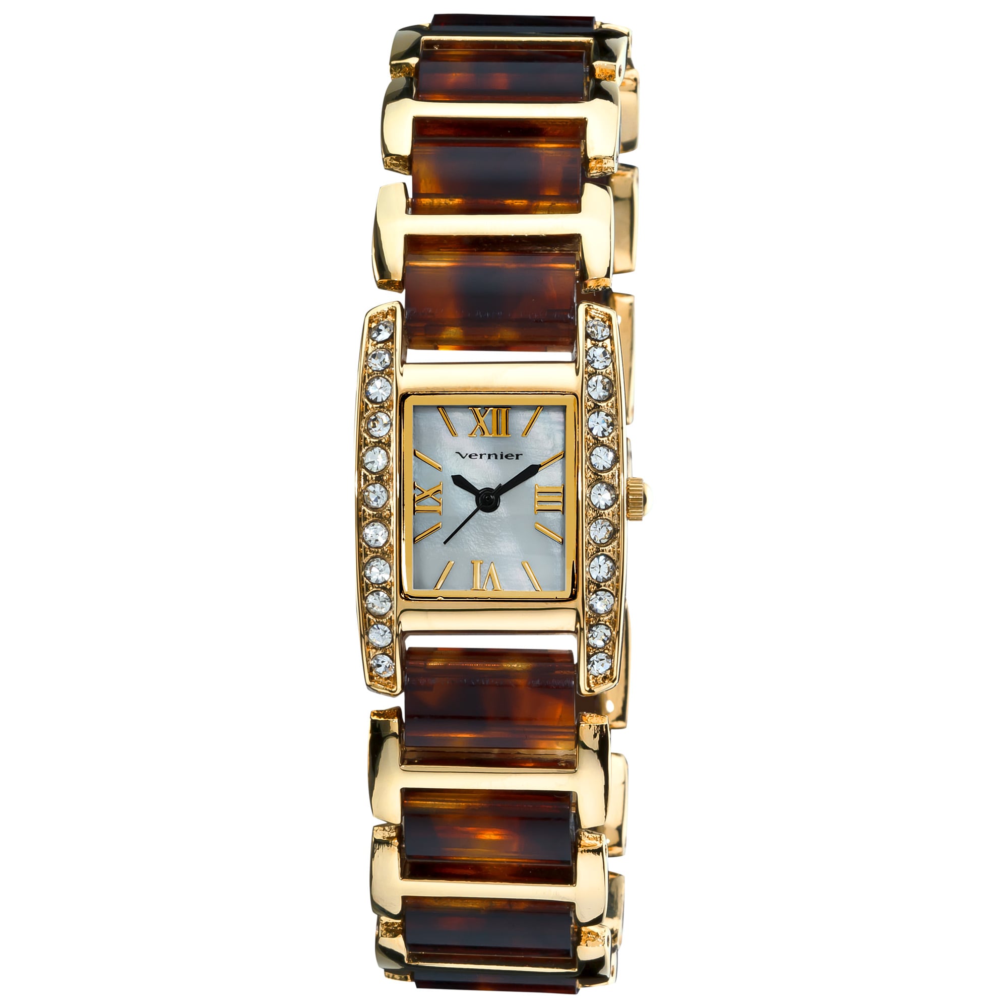 Vernier Womens Dazzling Rectangular Gold Tortoise Links Bracelet