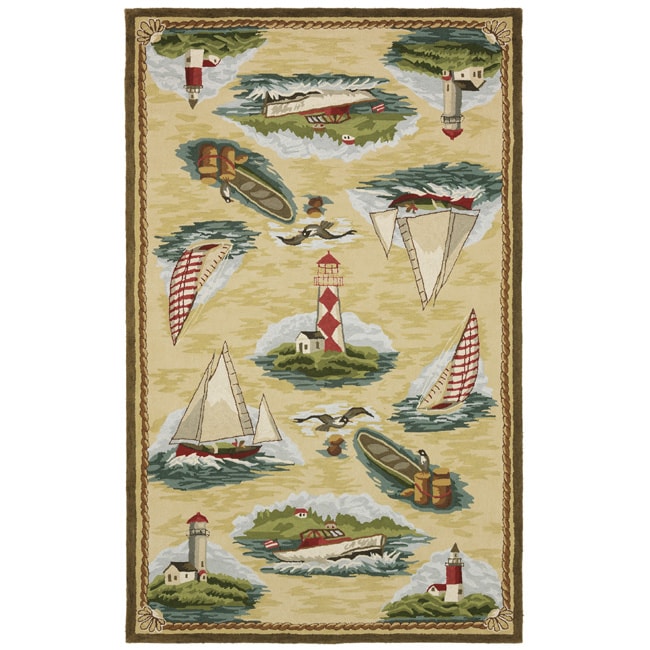 Nautical Beige Cotton Rug (8 x 10)