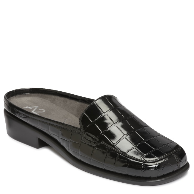 A2 by Aerosoles Duble Play Black Croco Loafer