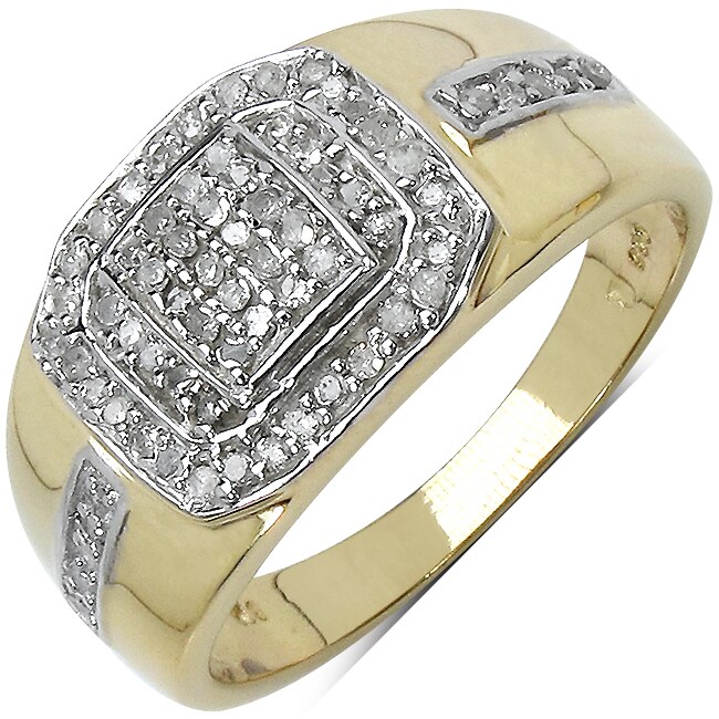 Malaika Gold over Silver Men's 3/8ct TDW Diamond Ring (I J, I2 I3) Malaika Men's Wedding Bands