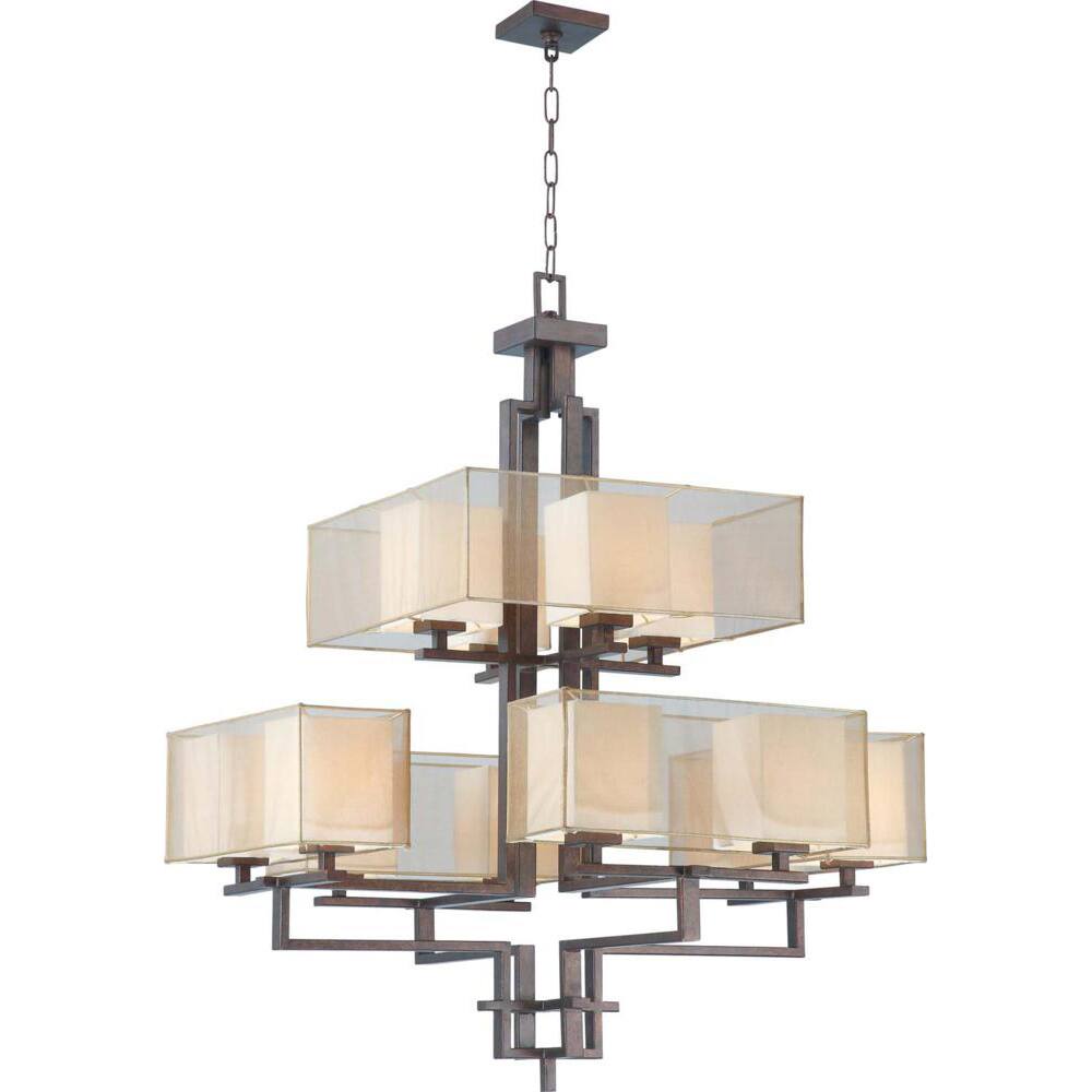 Melanie 12-Light Corvo Bronze Two Tier Chandelier