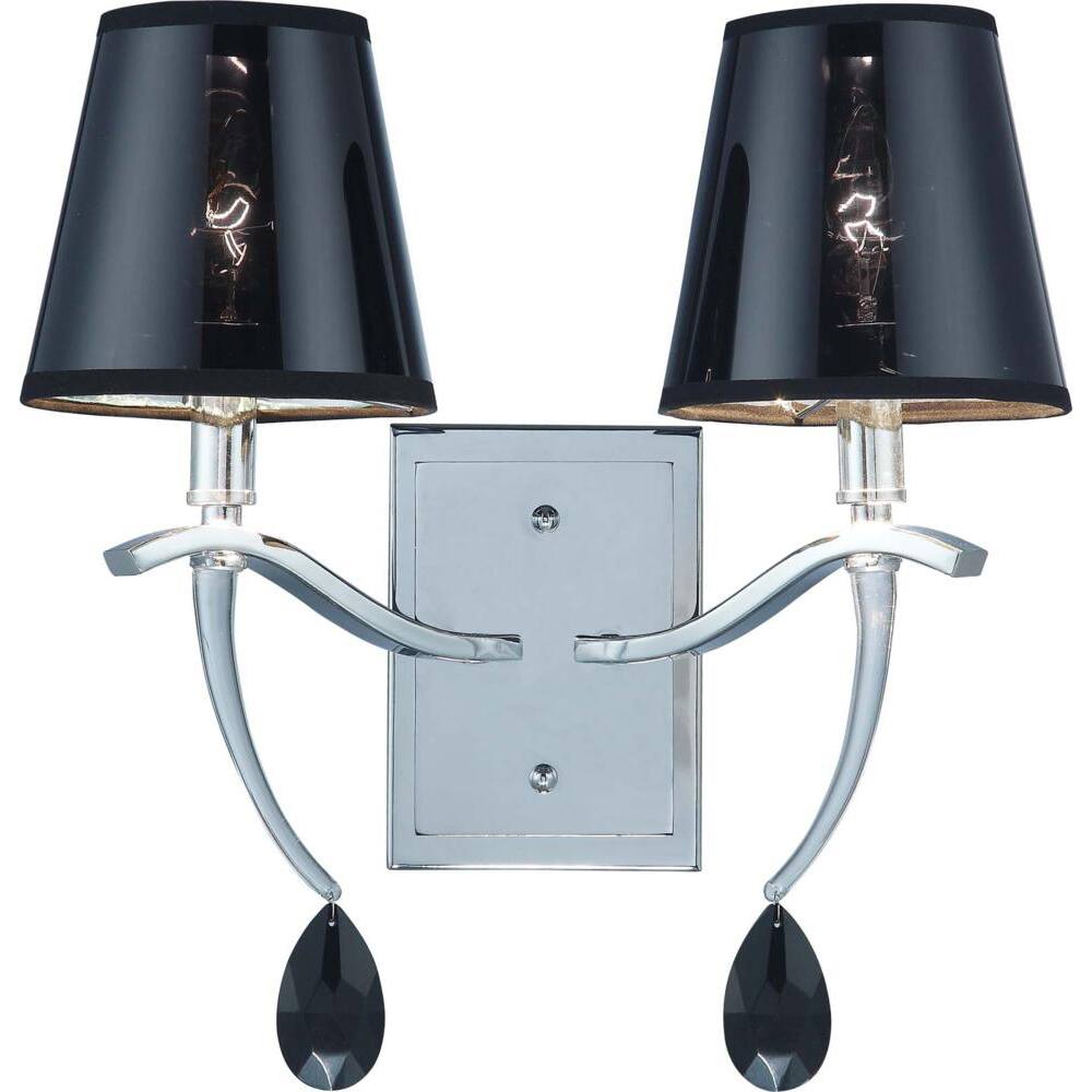 Grace 2 Light Polished Chrome with Semi Transparent Black Shade Wall Sconce