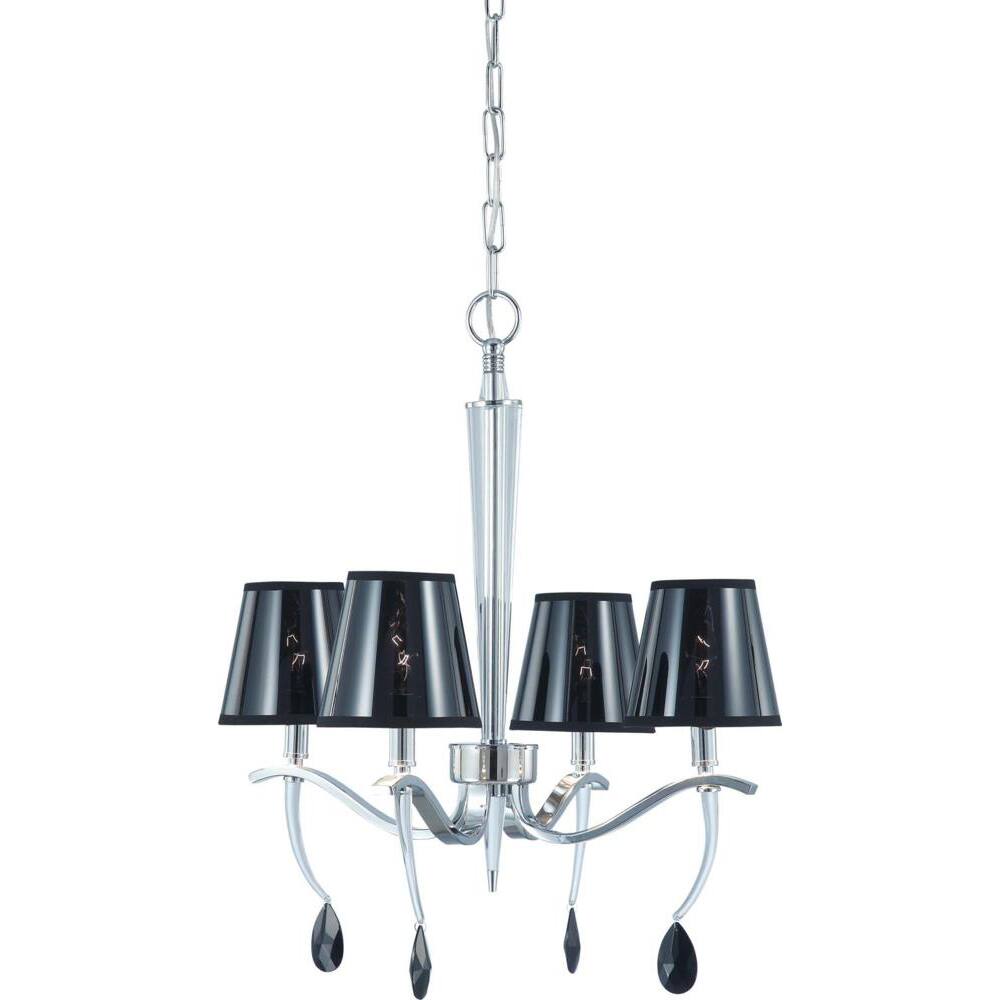 Grace 4 Light Polished Chrome with Semi Transparent Black Shade Chandelier