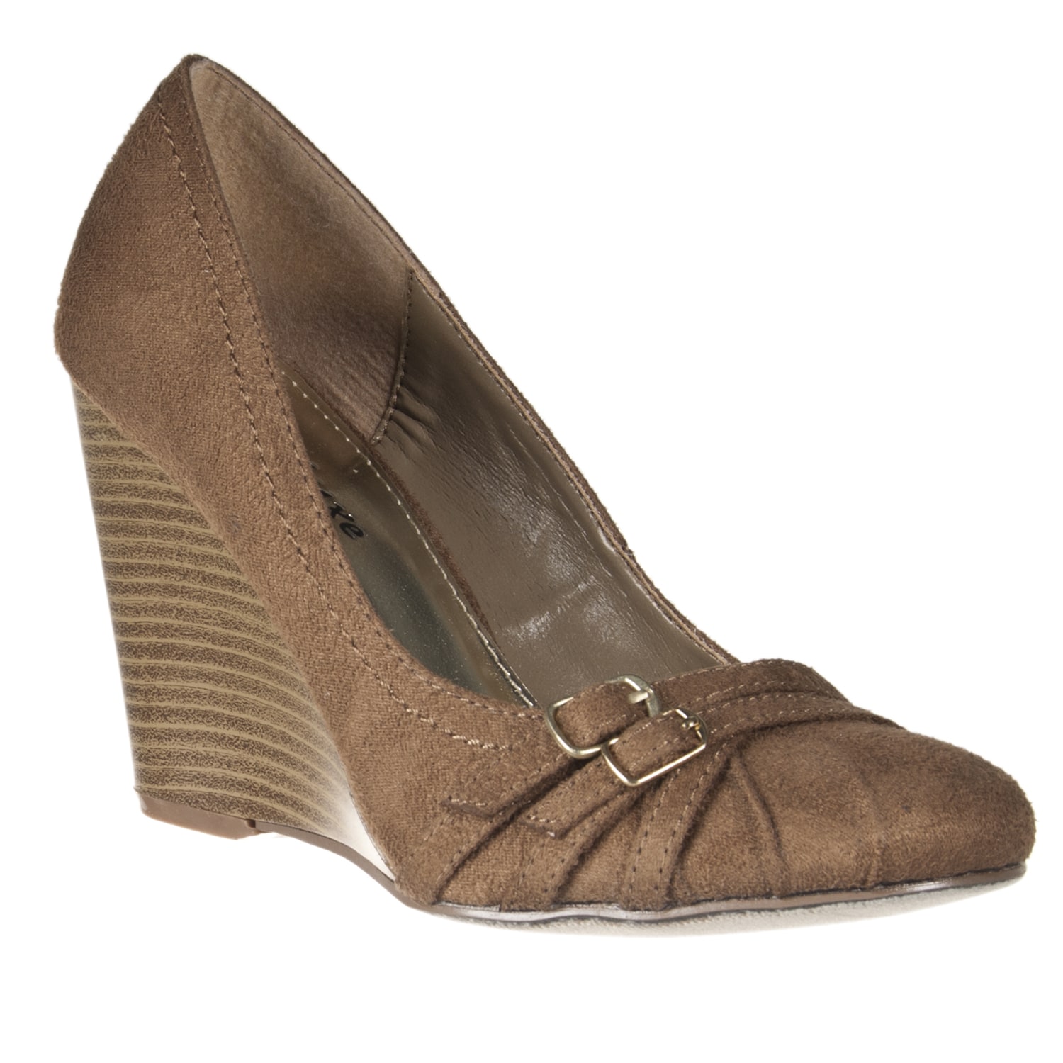 Riverberry Womens Dexter Taupe Microsuede Wedges Today $38.69 Sale