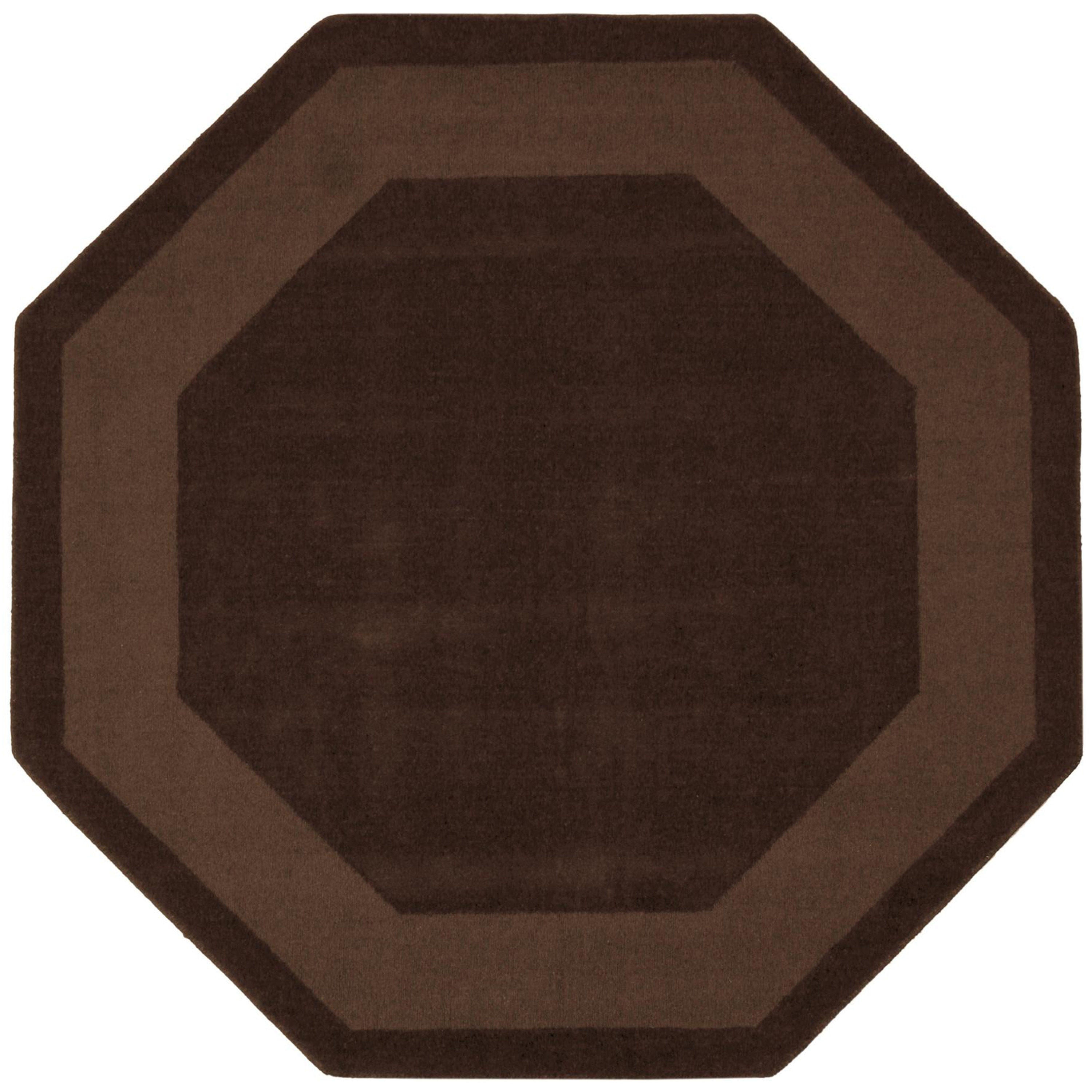 Hand tufted Chocolate Border Wool Rug (8 Octagon)