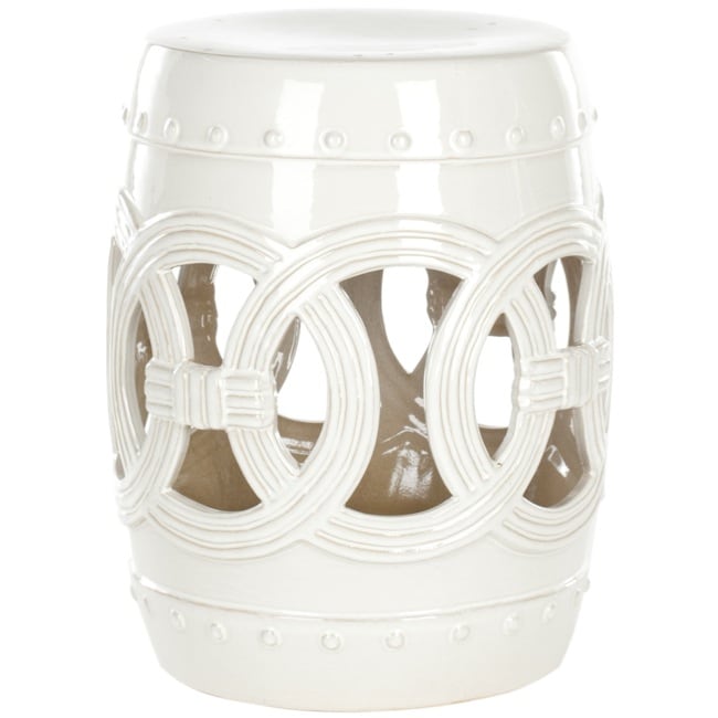 Paradise Double Coin White Ceramic Garden Stool