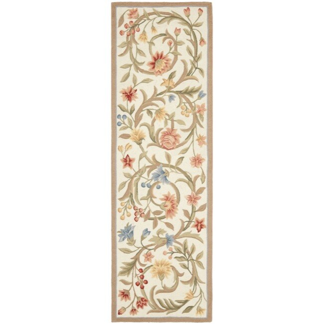 Safavieh Hand-hooked Garden Scrolls Ivory Wool Rug - 2'6" x 6'