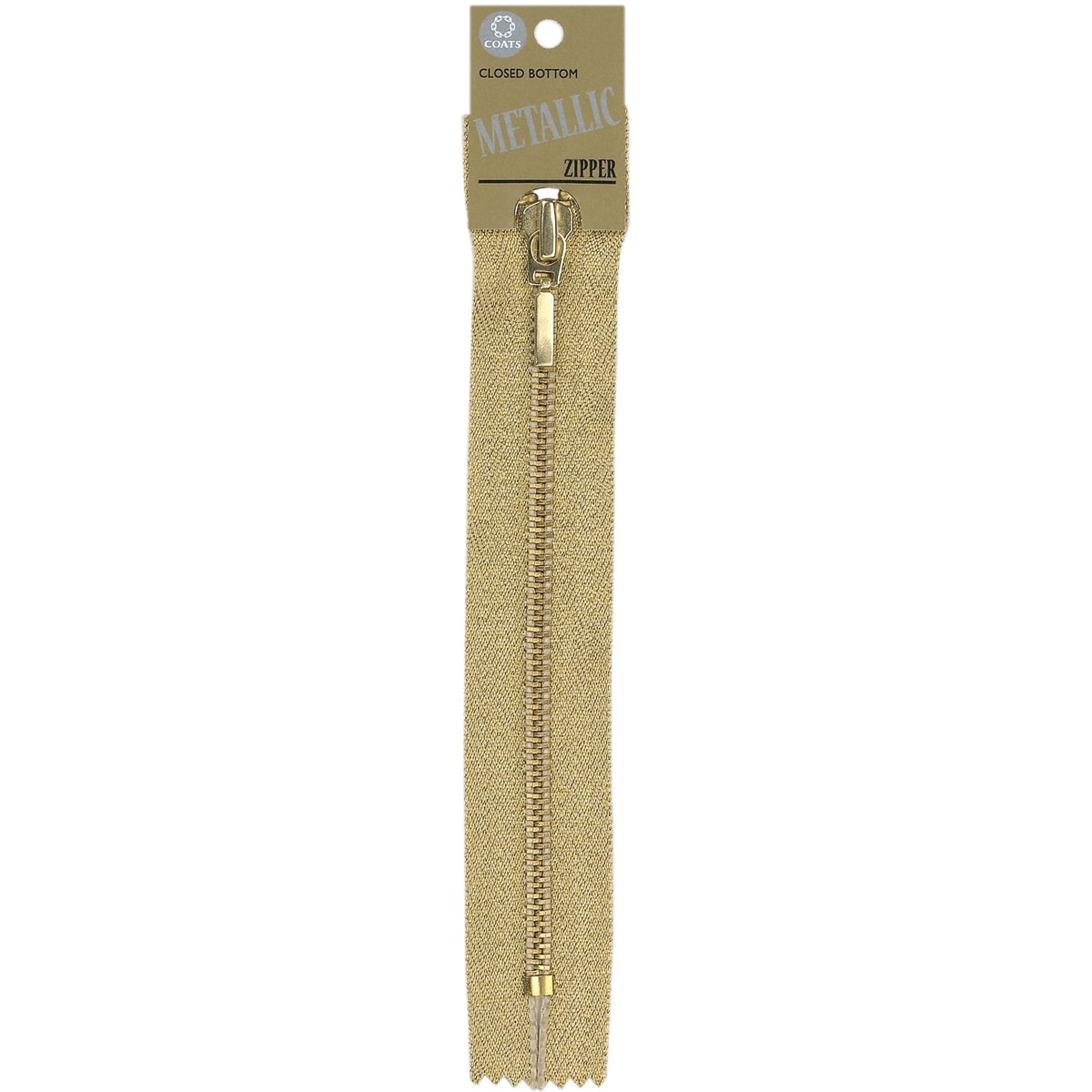 Fashion Metallic Closed End Zipper 7" Gold Coats and Clarks Zippers