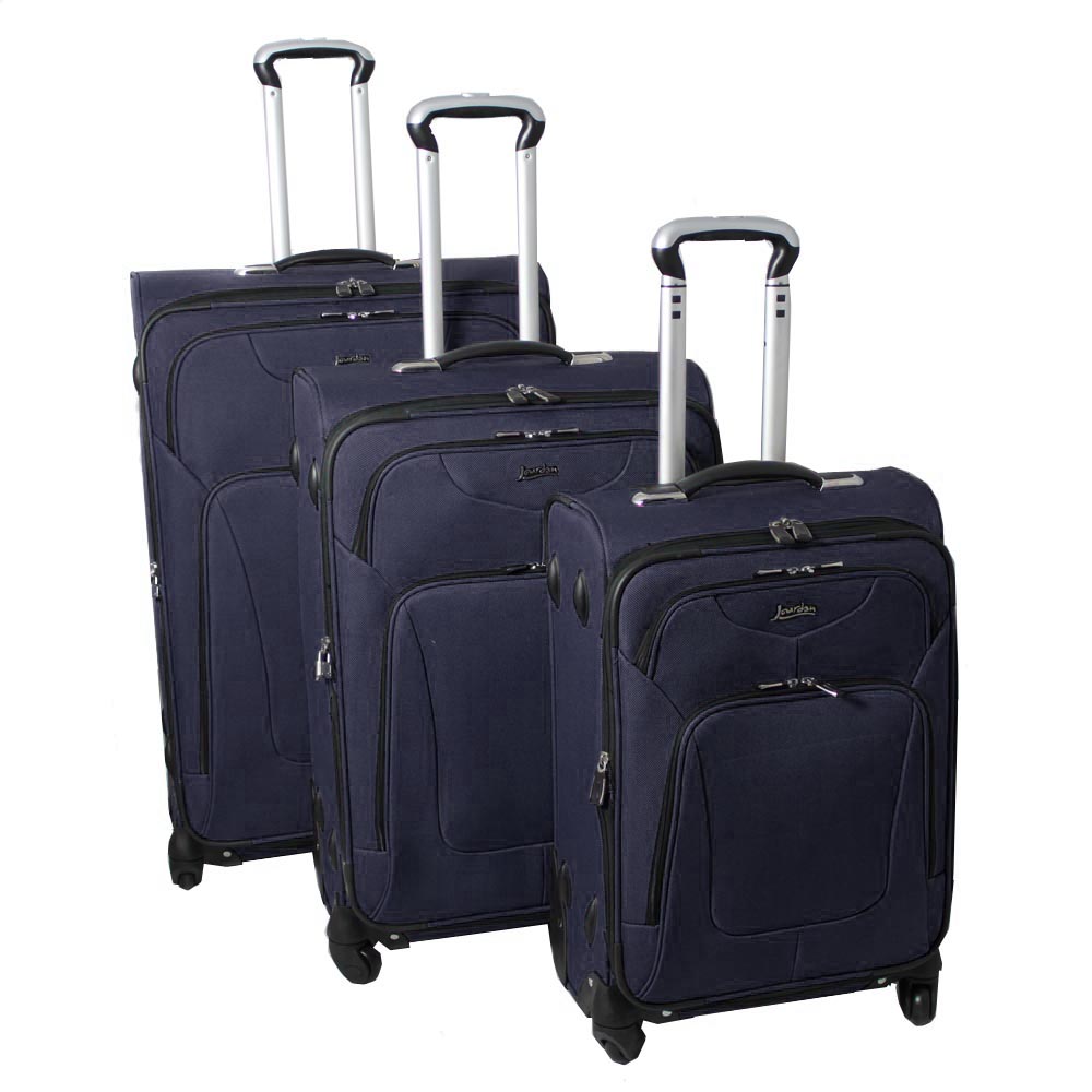 Jourdan Hassle Free Lightweight 3-piece Navy Expandable Spinner Luggage Set
