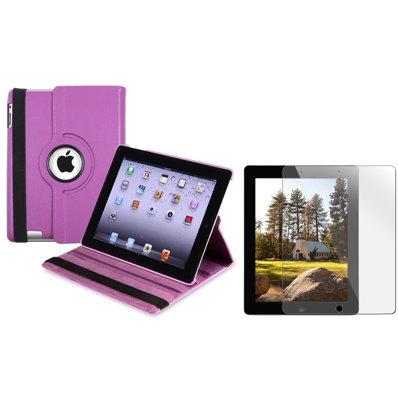 Purple Swivel Case/ Screen Protector for Apple iPad 3