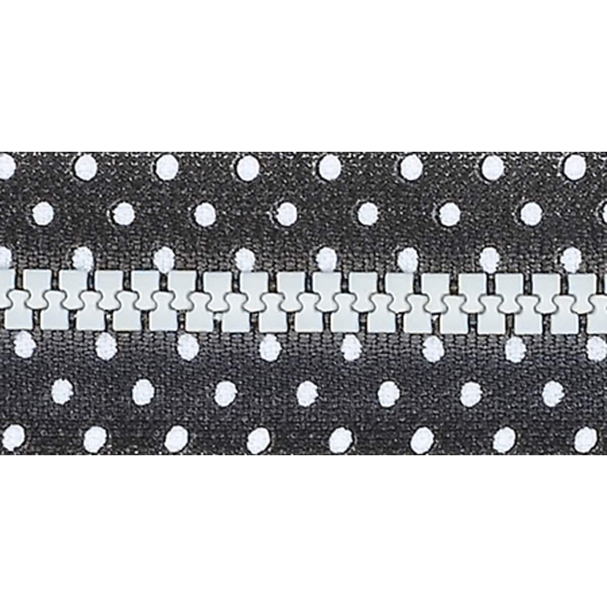 Fashion Black & White Separating Zipper 24 Black W/White Dots Today