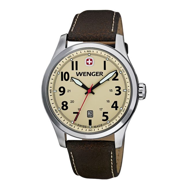Wenger Men's TerraGraph Eggshell Dial Brown Leather Watch – 0541.106