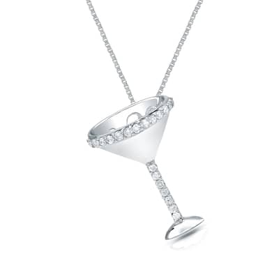 Auriya 1/10ctw Martini Glass Accent Diamond Necklace 14K Gold (G-H, I1-I2)