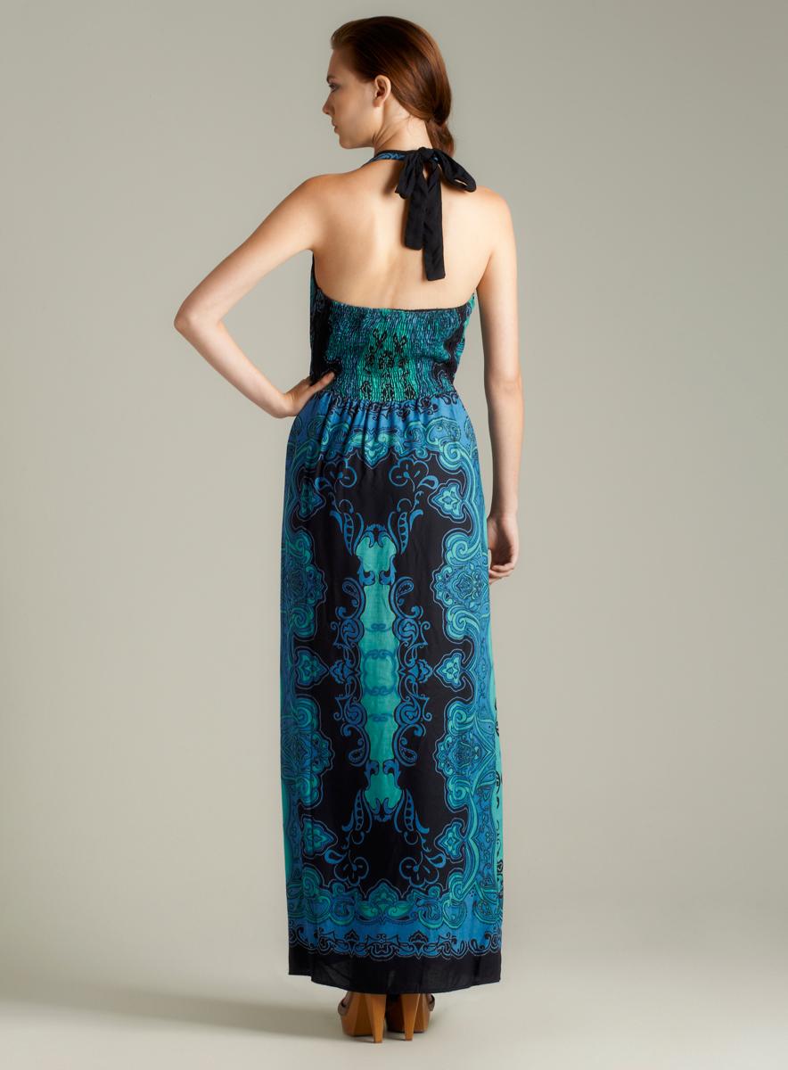 Angie Halter Printed Maxi Dress
