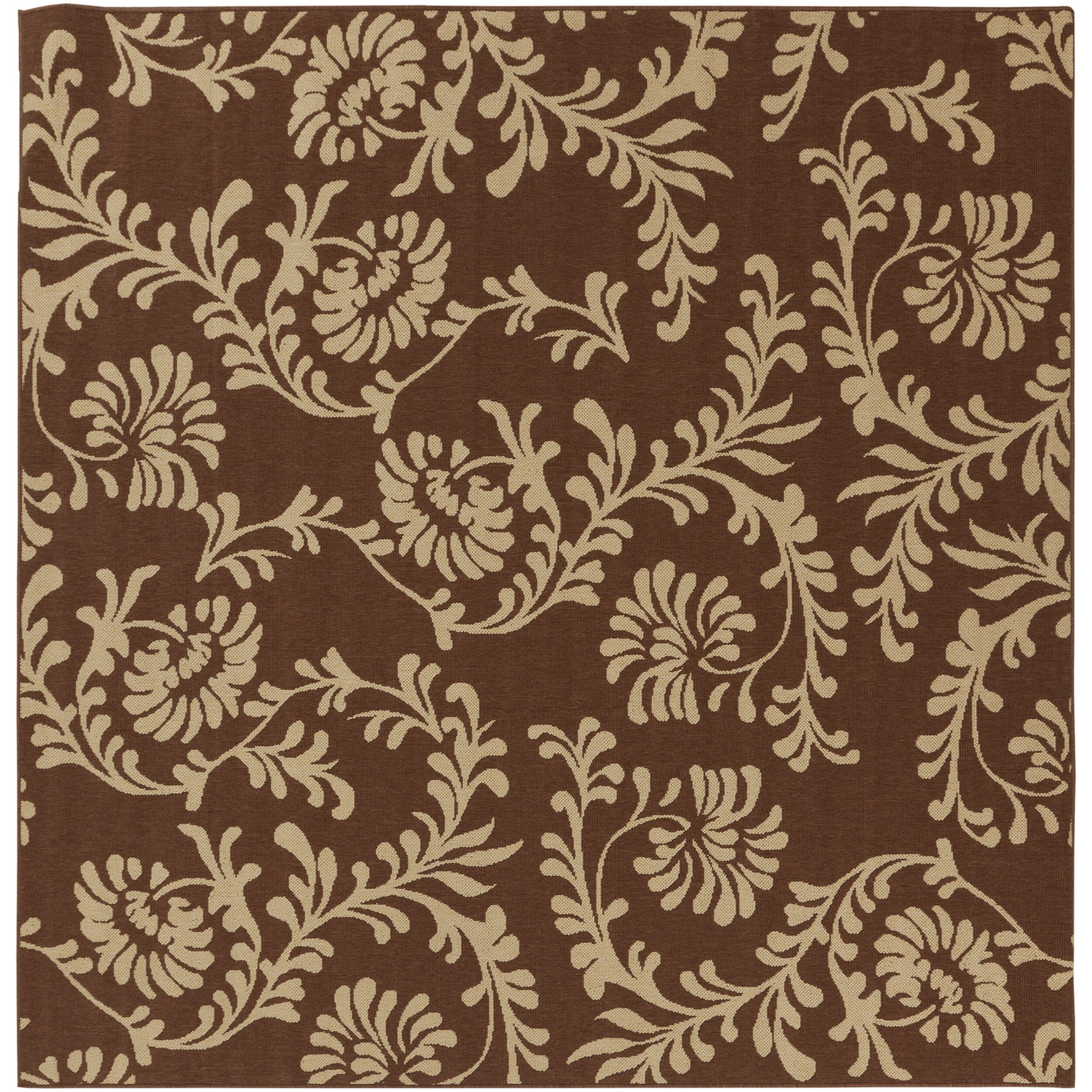 Piacenza Russet Floral Indoor/Outdoor Rug (7'3 x 7'3) Surya Round/Oval/Square