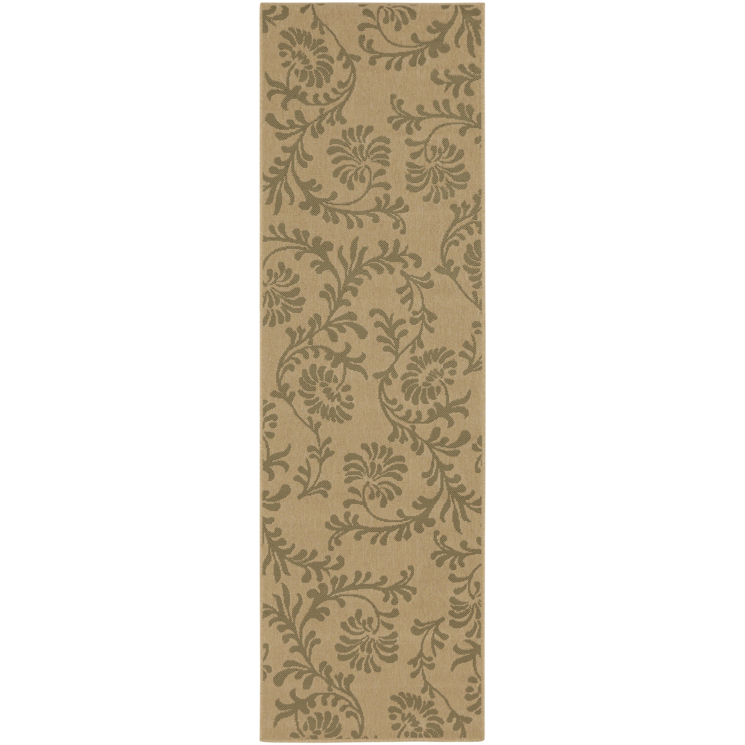 Sassari Khaki Floral Indoor/Outdoor Rug (2'3 x 11'9) Surya Runner Rugs