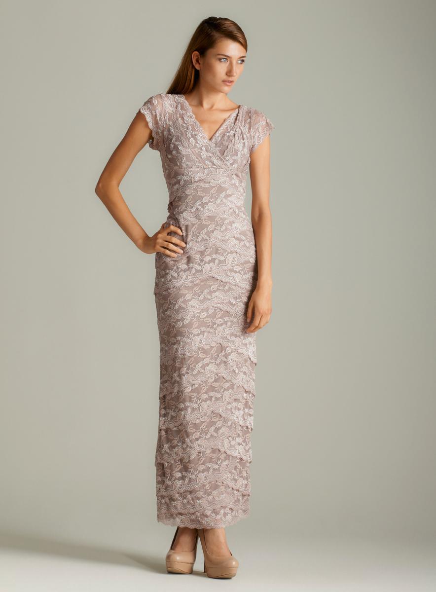 Marina Surplice Lace Long Dress