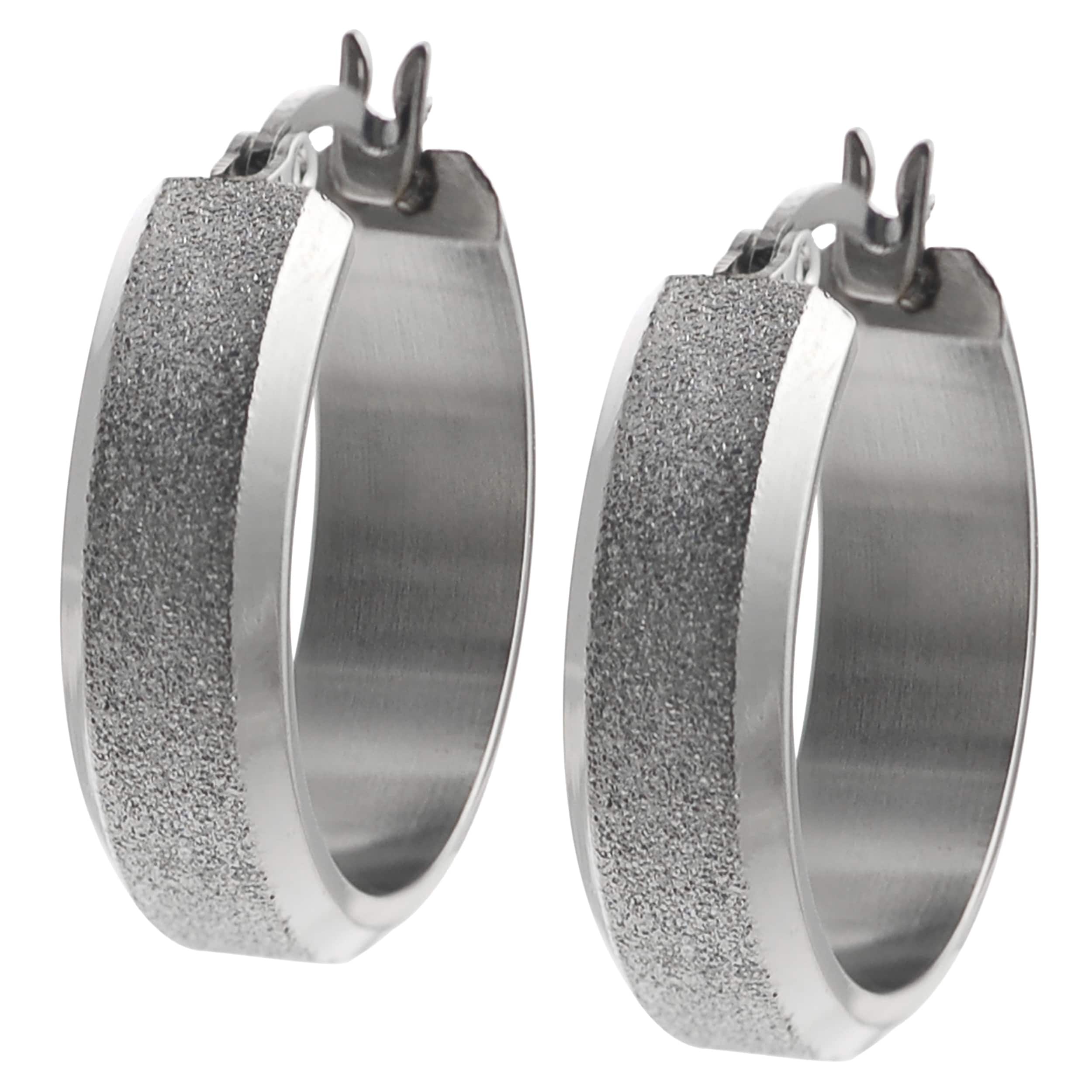 Journee Collection Stainless Steel Stipple finish Hoop Earrings