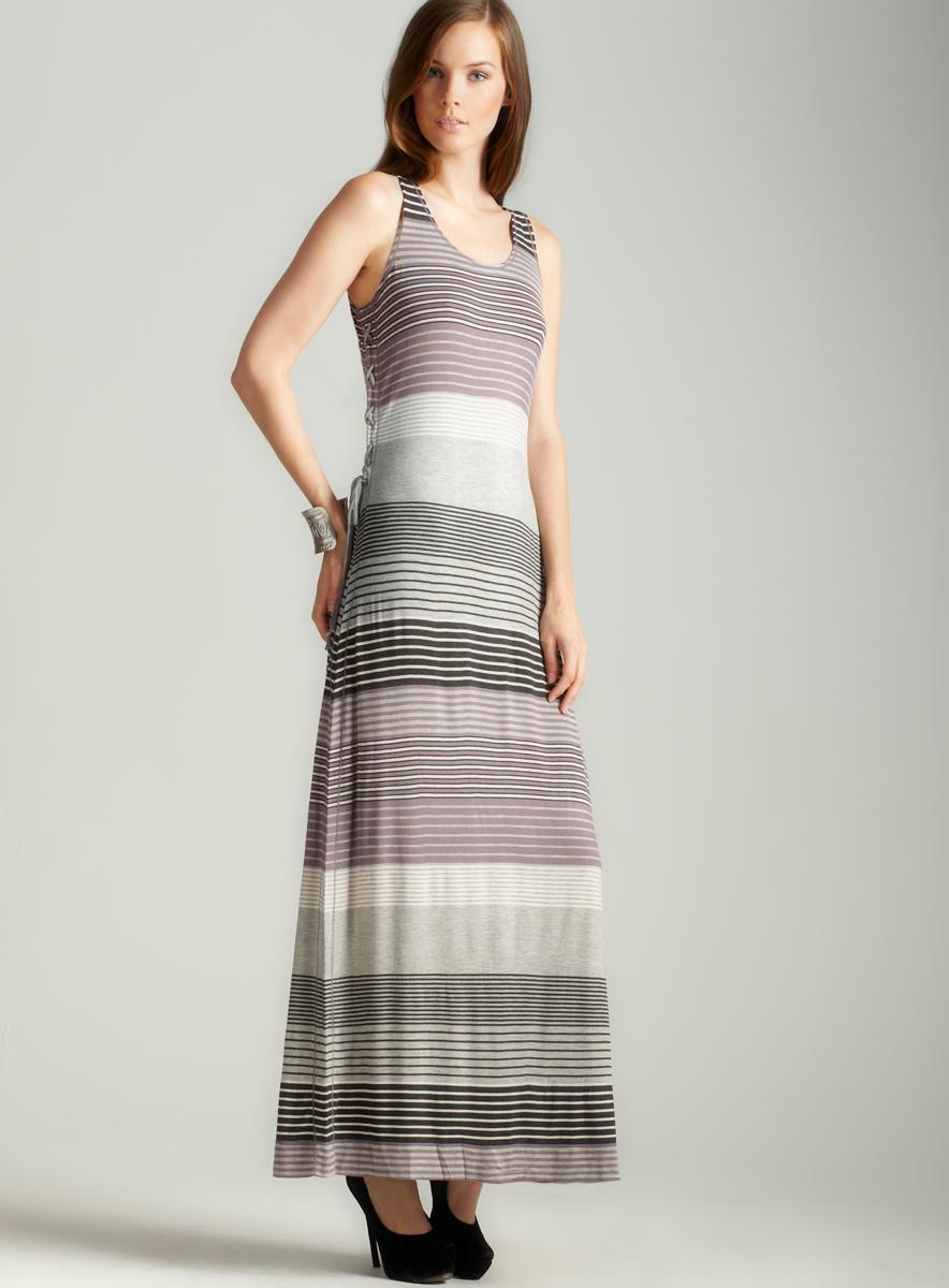 Max Studio Tie Side Striped Maxi Dress