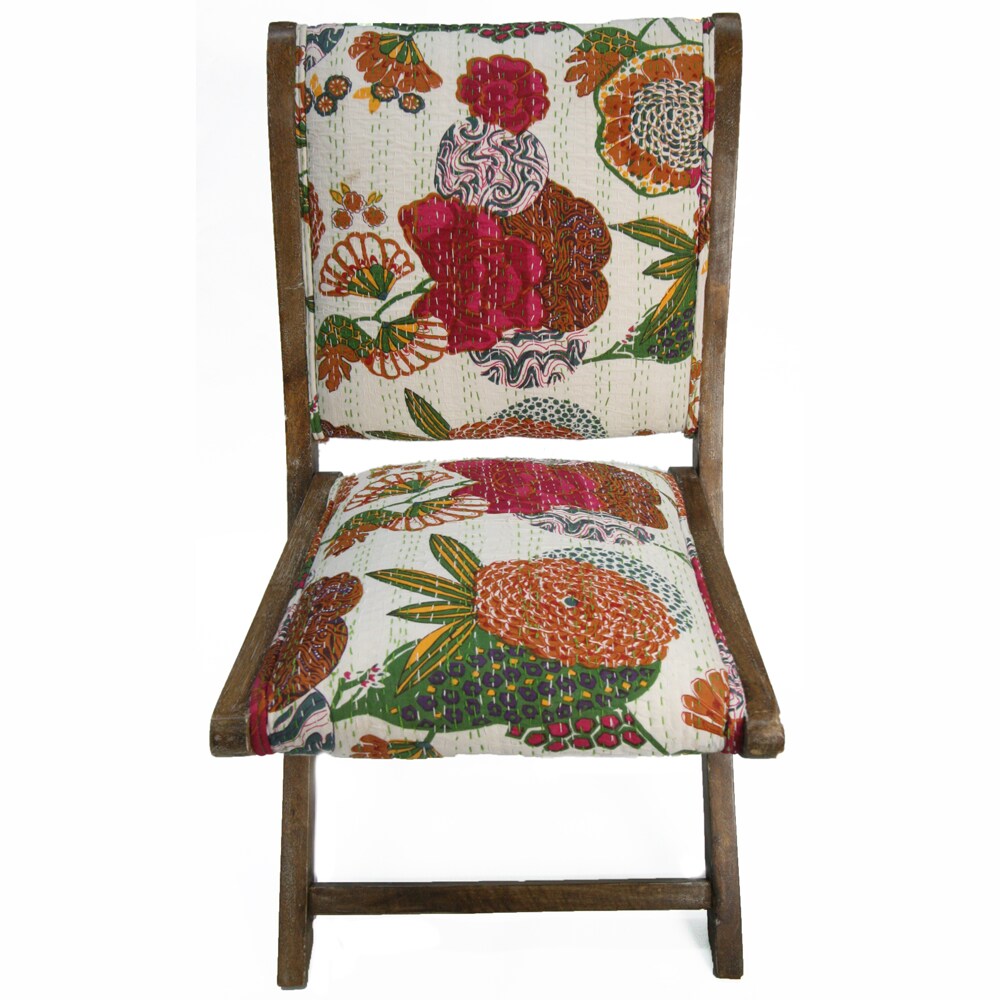 nuLOOM Handmade Bombay Floral Ivory Upholstered Folding Chair Free