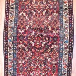 1950s Antique Persian Hand knotted Tribal Hamadan Burgundy/ Ivory Wool Runner (3'6 x 10'1) Runner Rugs