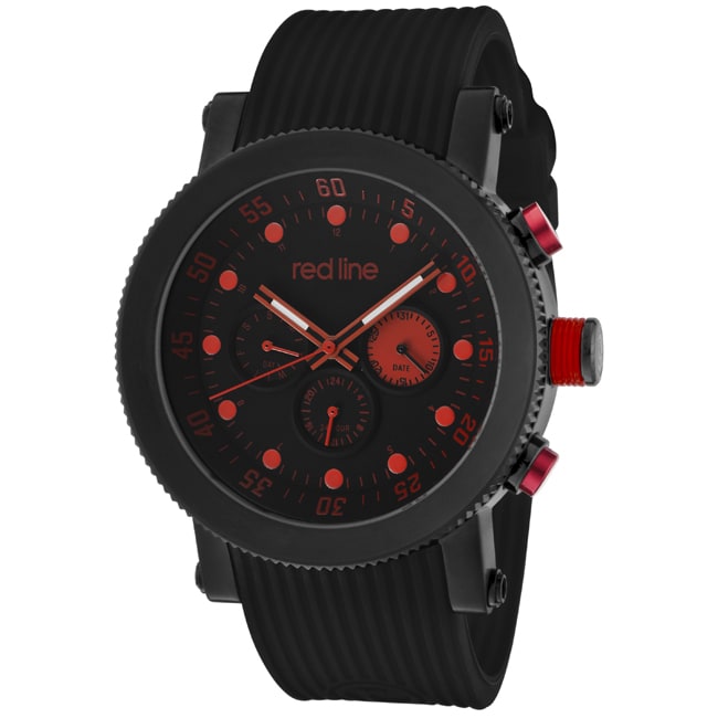 Red Line Mens Compressor Black Textured Silicone Watch