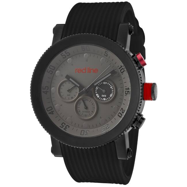 Red Line Men's 'Compressor' Black Textured Silicone Watch