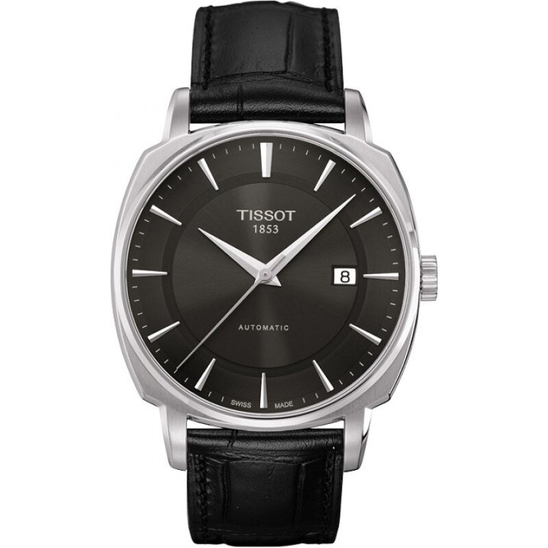 Shop Tissot Men's Black Dial Leather Strap Watch - Free Shipping Today ...