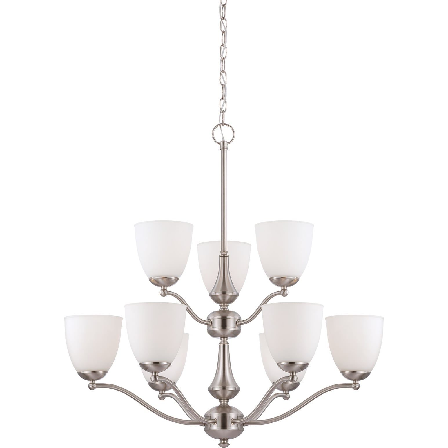 Nuvo Patton 9 light Brushed Nickel Fluorescent Chandelier