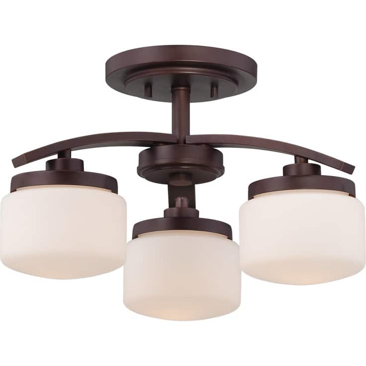 Nuvo Austin 3-light Russet Bronze Semi-flush Fixture