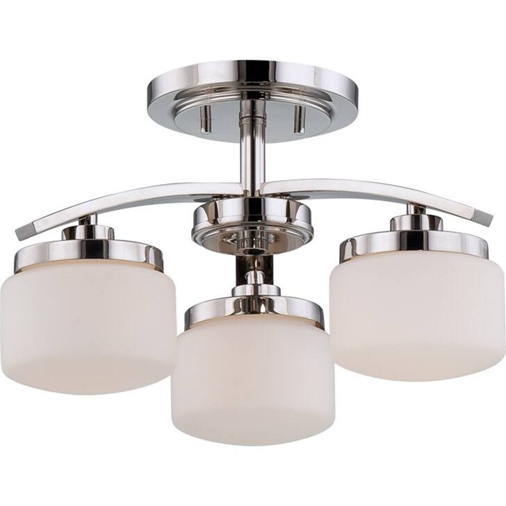 Nuvo 'Austin' 3-light Polished Nickel Semi-flush Fixture