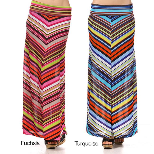 Tabeez Womens Chevron Skinny Maxi Skirt