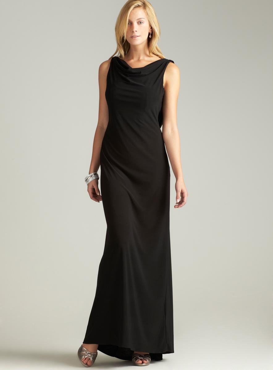 Nightway Rhinestone Draped Back Gown
