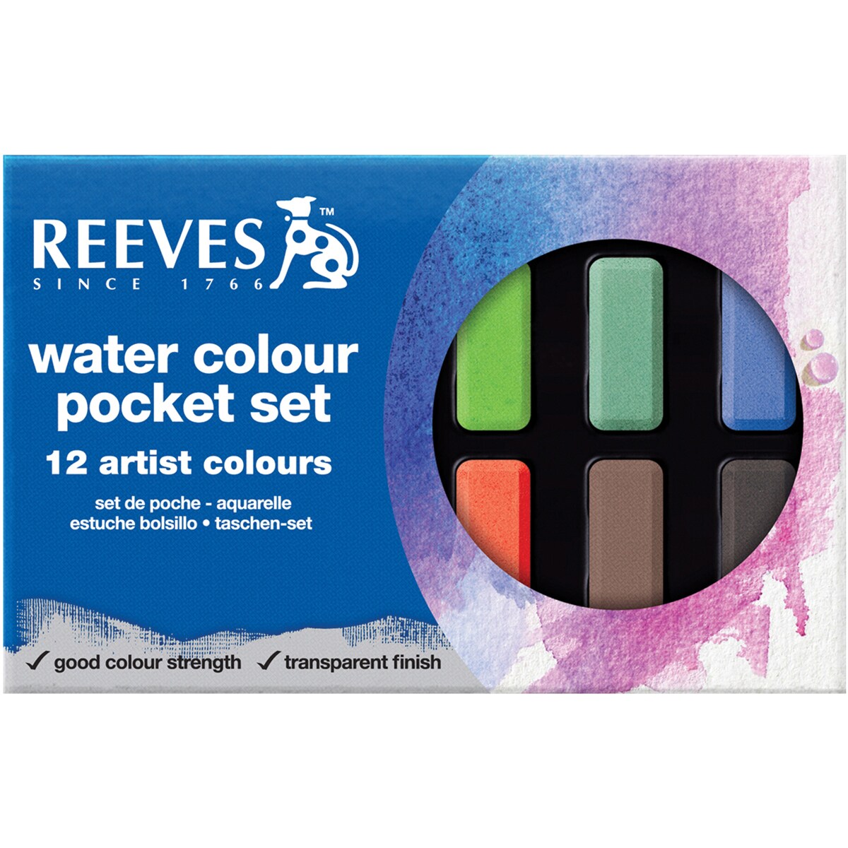 Watercolor Pocket Set 12 Pans/set W/half Size Nylon Brush