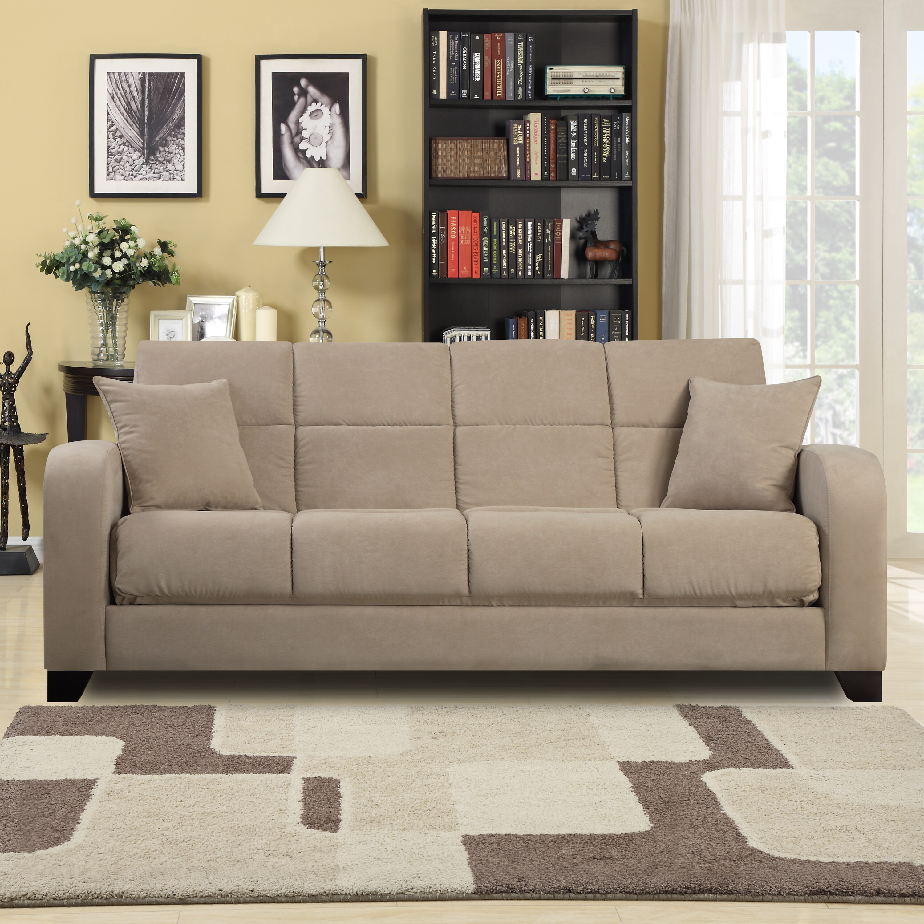 Craig Khaki Microfiber ConvertaCouch Futon Sofa Sleeper Bed Bath