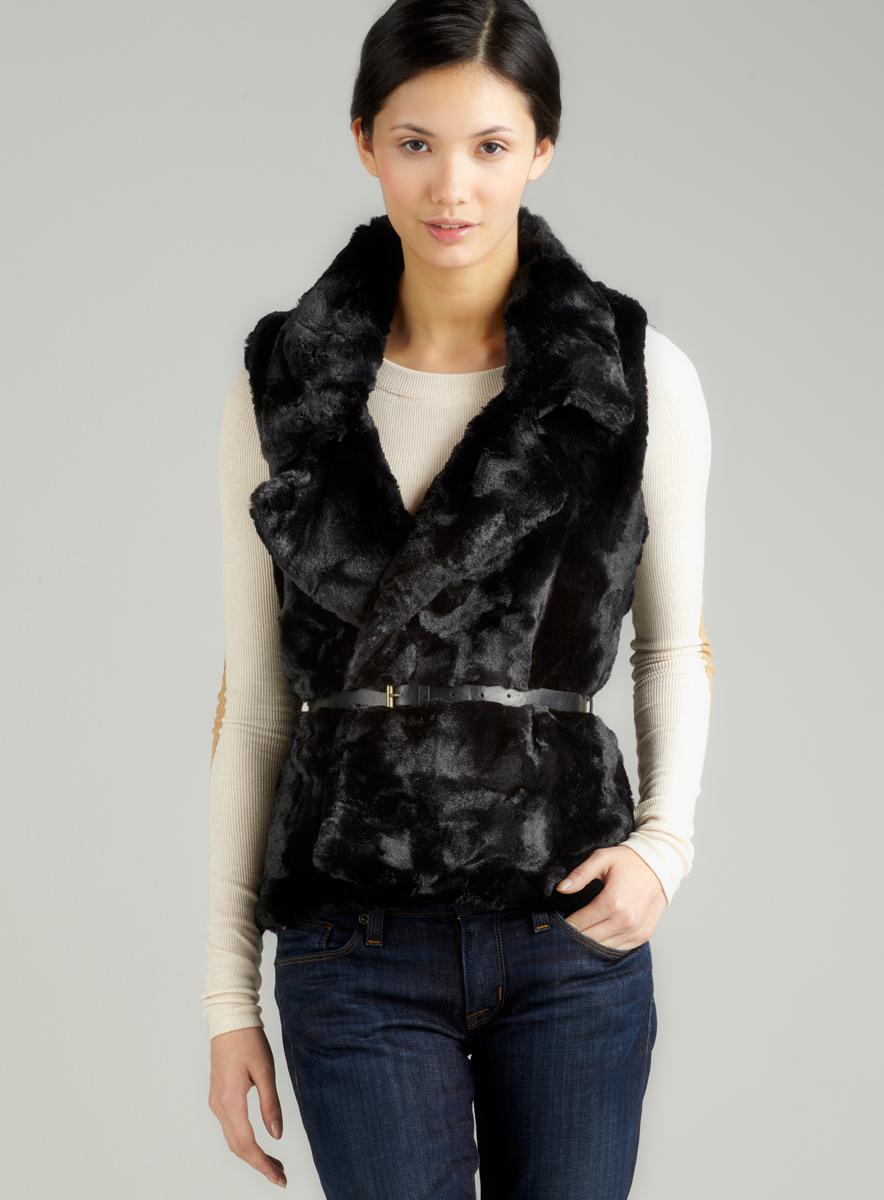 JJ Winter Faux Fur Vest With Belt - 14766427 - Overstock.com Shopping ...