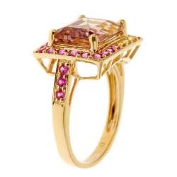 Yach 14k Yellow Gold Ametrine, Pink and Yellow Sapphire Ring