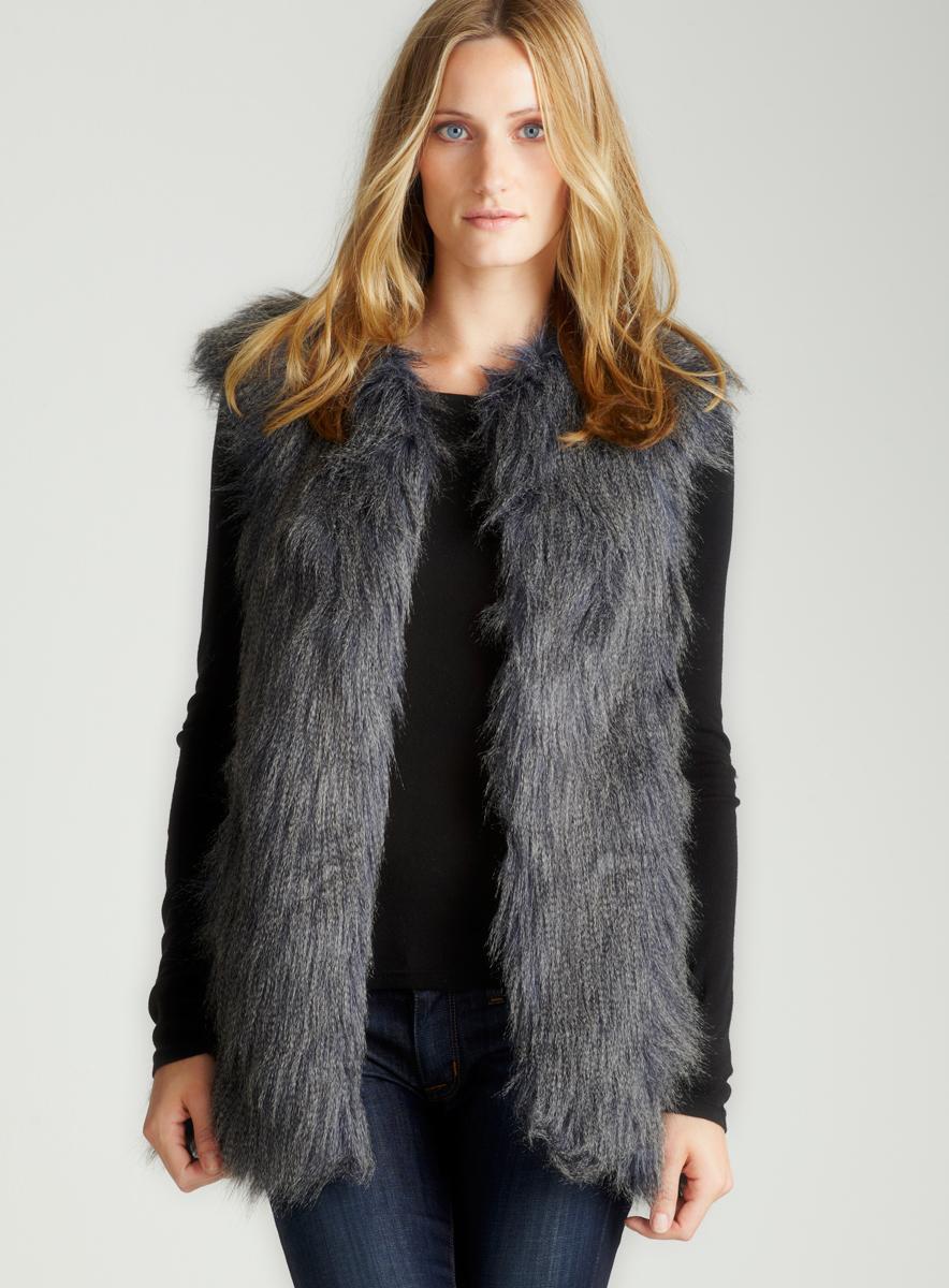 All Listings Description This vest is the perfect go to for a stylish and bold look! Featuring; faux fur, shaggy, sleeveless, collared, front closure. Followed by a semi fitted wear. 95% Polyester 5% Spandex.