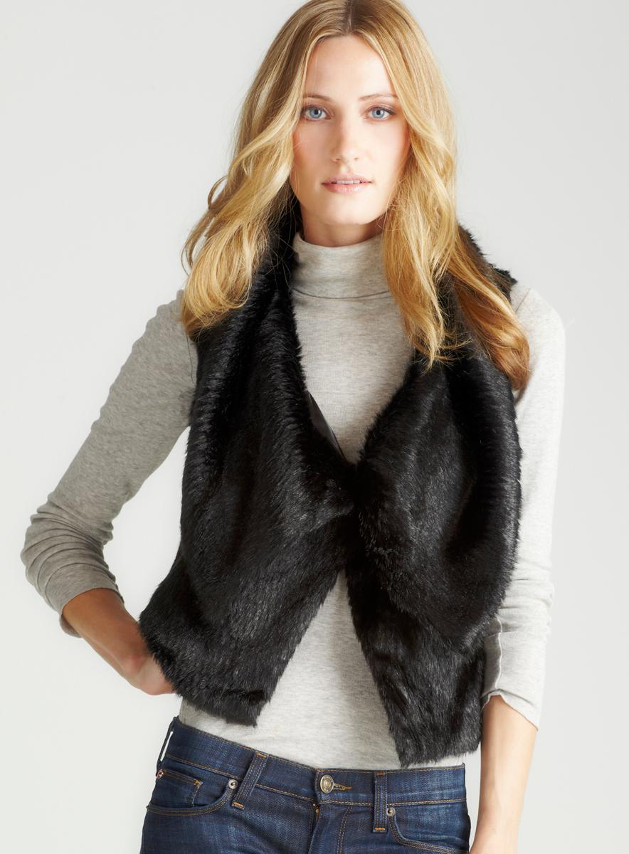 Steve Madden Black Faux Rabb It Fur Vest