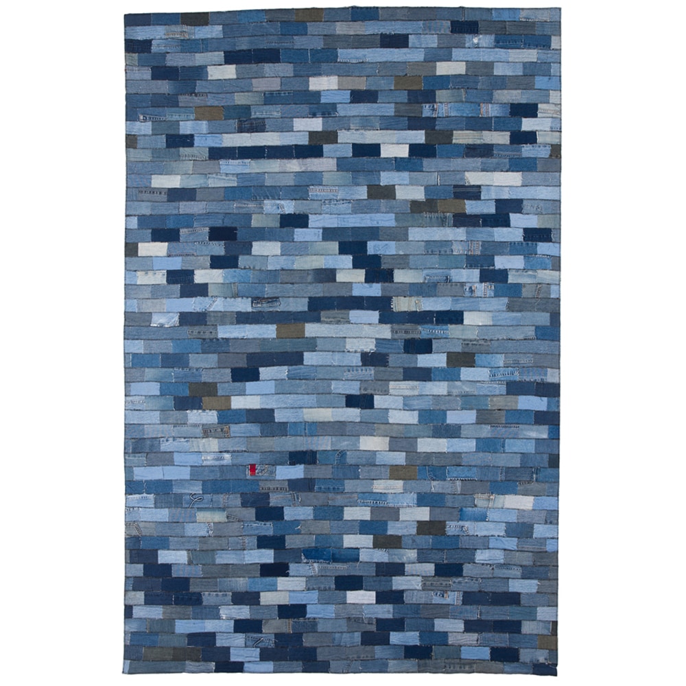 Abstract Denim Blue Wool Rug (5 x 8) Today $176.99